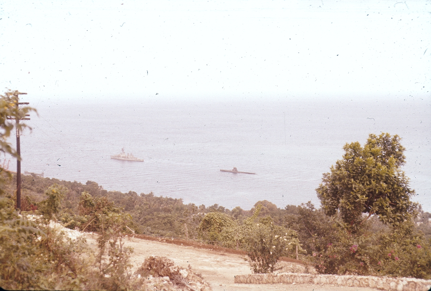 With USS Clamagore in Ocho Rios Bay, Jamaica 